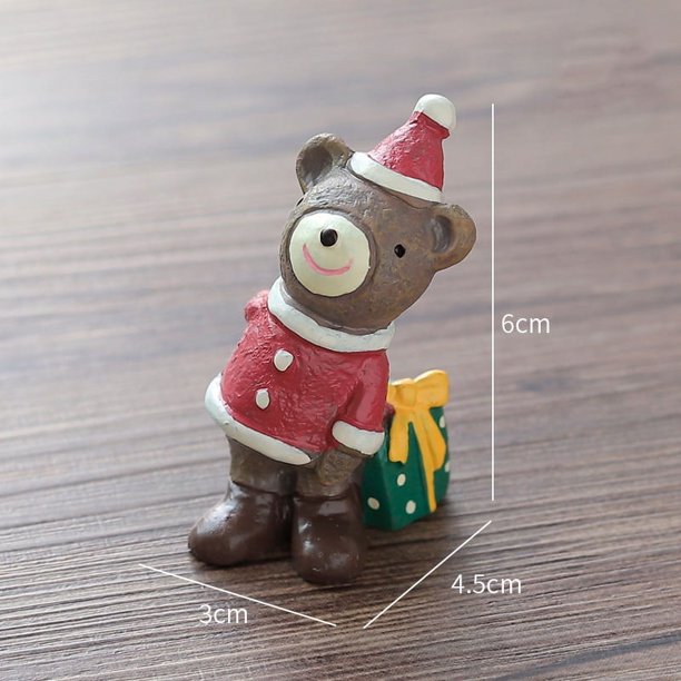 Figuras de animales de dibujos animados para niños, Mini adornos navideños, artesanías de resina, regalo de Navidad, figurita de Navidad de resina