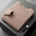thumbnail image 3 of Suéter de cachemira de otoño e invierno para hombre, suéter grueso de color sólido con cuello redondo, artículos casuales sueltos, suéter de lana, 3 of 6