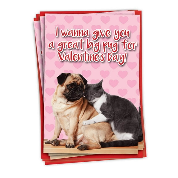NobleWorks Pack of 3 Funny Valentine's Day Greeting Cards with Envelopes (1 Design, 3 Each) Great Big Pug C6758VDG-C3x1