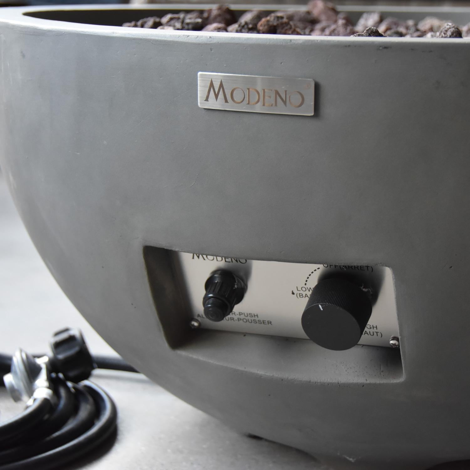 Modeno Nantucket Light Weight Fiber-Concrete Fire Pit Bowl Propane in Gray
