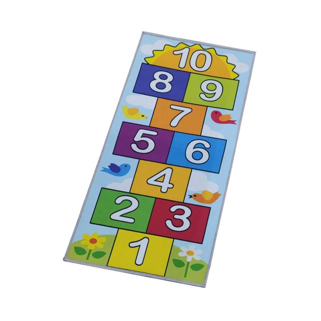 BINGLI Hop and Count Hopscotch Rug, Kids Floor Play Area Rug Game Carpet Crawl Jump Mat, Children Numbers Learning Non-Slip Rug, Great for Ages 3 to 7 Boys Girls, Home Decor, 24''x16''