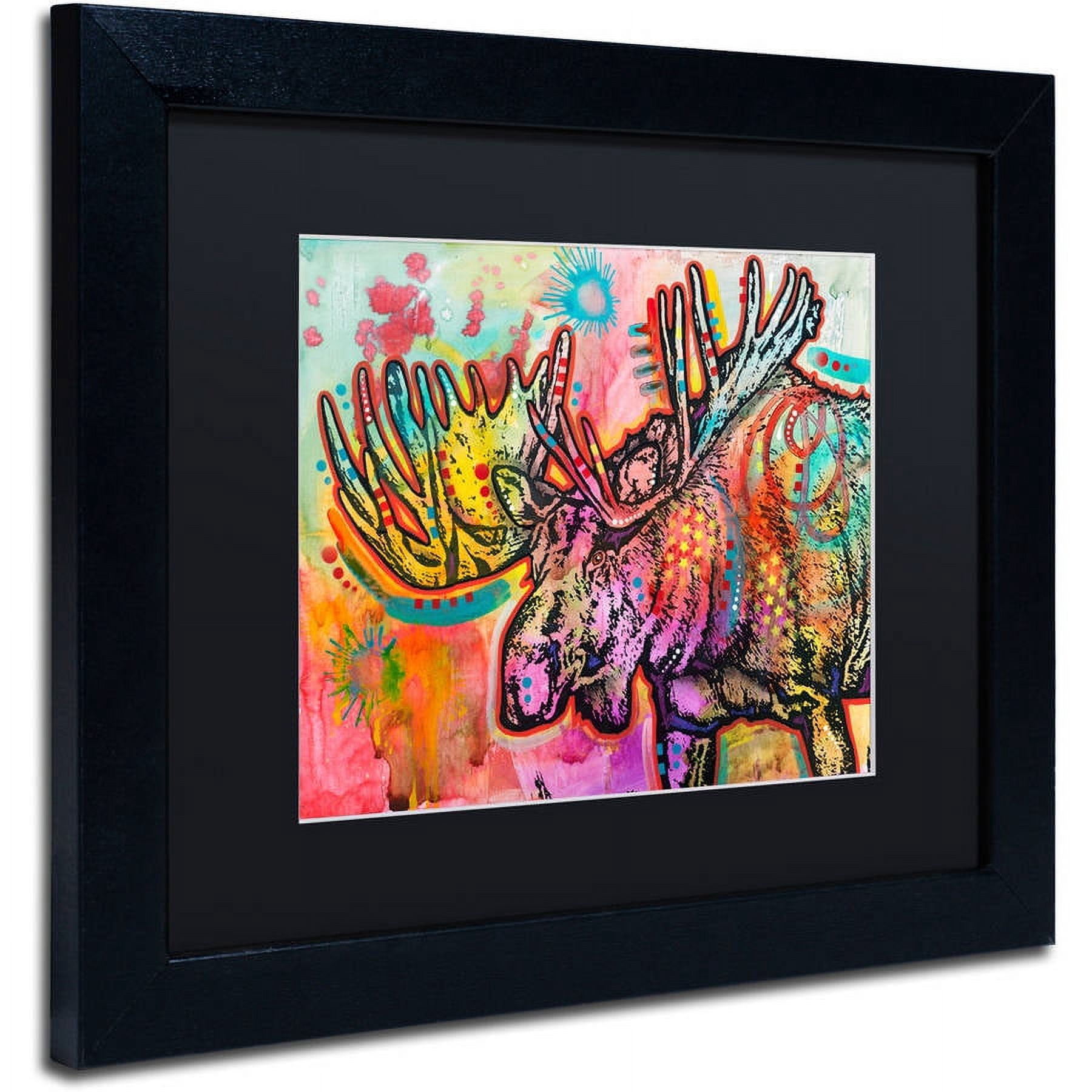 Trademark Fine Art "Moose" Canvas Art by Dean Russo, Black Matte, Black Frame