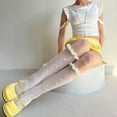thumbnail image 6 of Huhudde Fishnets Knee Highs Stockings Ruffle Trim Frilly Over the Calf Socks Summers Sheer Mesh Knee Highs Socks Streetwear, 6 of 21