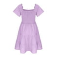 thumbnail image 6 of qolati Girls Summer Dresses Tween Boho Casual Tiered Smocked Swing Sundress Ruffle Sleeve A Line Flowy Midi Dresses, 6 of 8