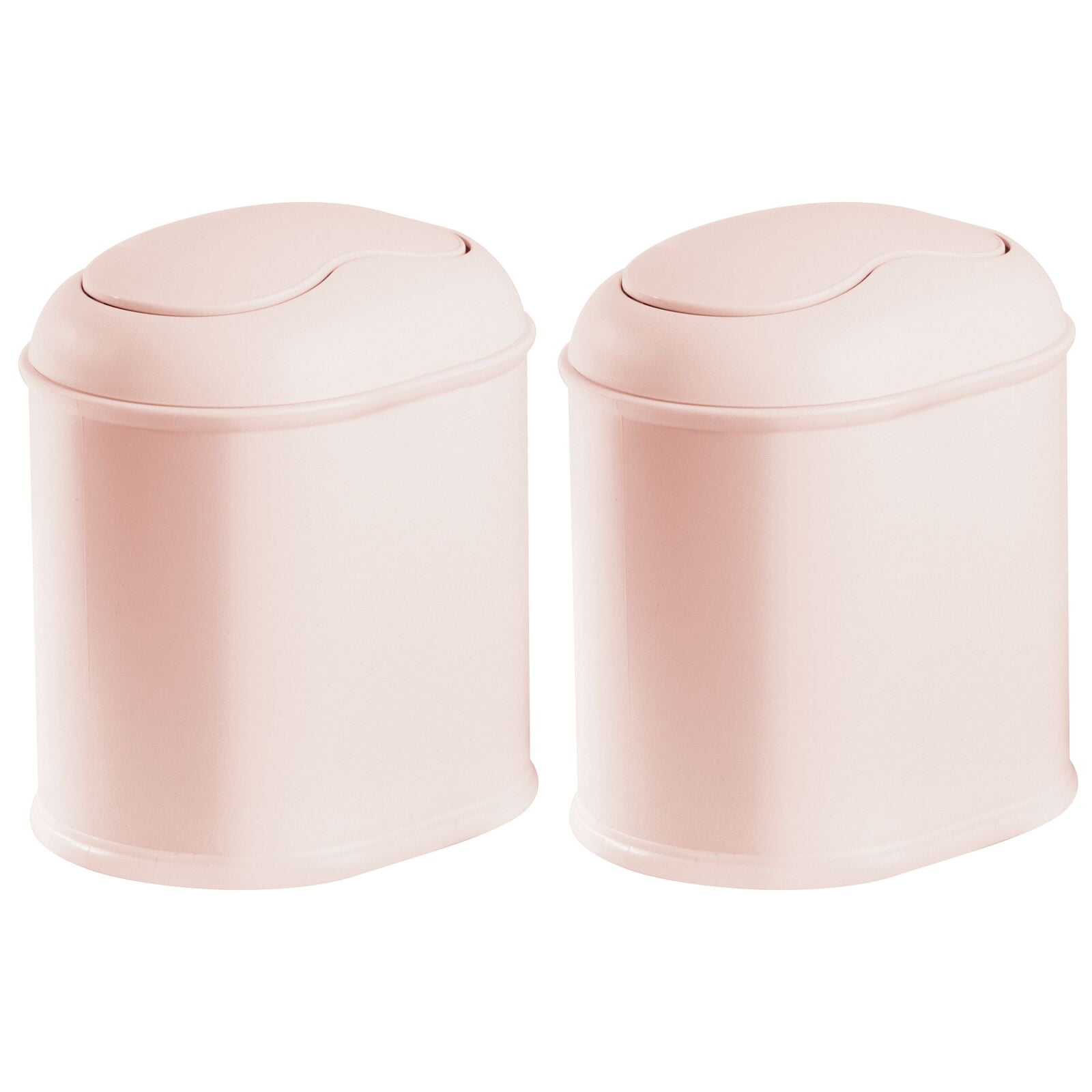 White/Rose Gold Swing Lid mDesign Plastic Small Round Trash Can Wastebasket 