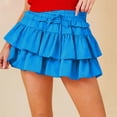 thumbnail image 2 of Jinhomg Jupe Superposée Femme Mignonne Ourlet à Volants Robe Plissée Évasée Confortable Taille Élastique Mini Robe Mode 2025 Y2K Mode Urbaine Bleu m, 2 of 7