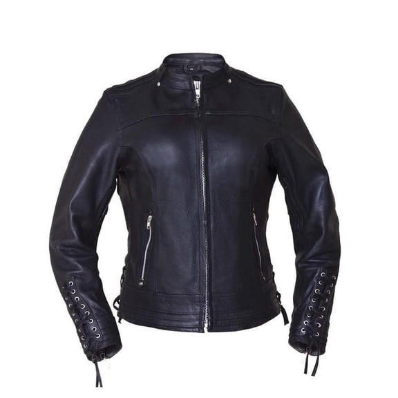 Ladies Ultra Motorcycle Leather Jacket,Black,Size - Small
