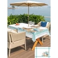 thumbnail image 5 of Outdoor Tablecloth with Umbrella Hole for Patio/Picnic/Party/Camping, Aqua Coastal Waterproof Table Cloth Rectangle Table Cover Washable, Nautical Seashells Coral Leaves Stripes (60"x 84"), 5 of 8