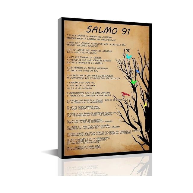 Salmo 91 En Español Cuadros Cristianos for Pared Wall Art Scripture Biblical Psalm 91 Christian Prayer poster Unframed12x18inch(30x45cm)