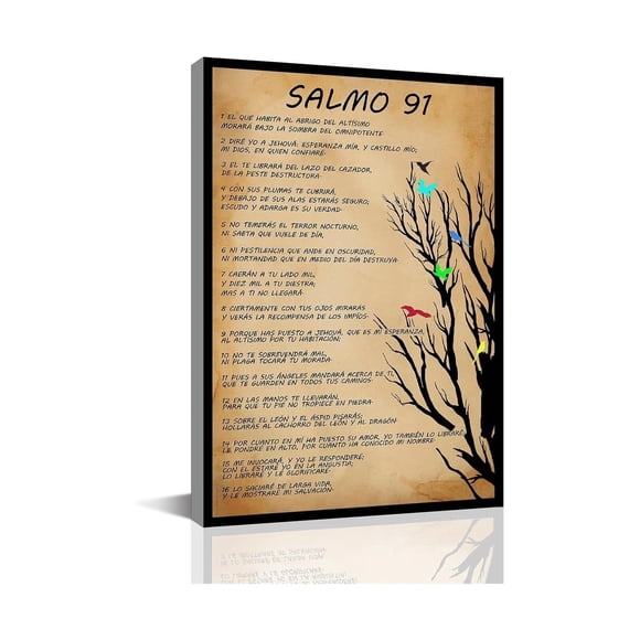 Salmo 91 En Español Cuadros Cristianos for Pared Wall Art Scripture Biblical Psalm 91 Christian Prayer poster Unframed12x18inch(30x45cm)