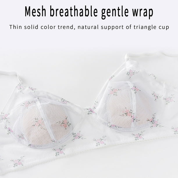 Lolmot Rimless Bra Thin Cup Girl Sexy Comfortable Lace Underwear 