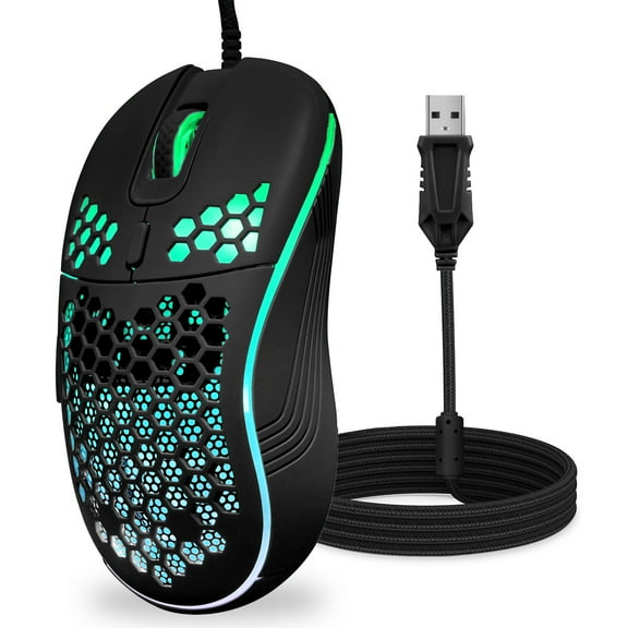 Gaming Mouse Wired,AILKIN Wired Mouse for Laptop and Computer USB Corded Wired Mouse with RGB Light 4 Adjustable DPI Up to 7200 6 Buttons USB Gaming Mice Wired Computer Mouse for Laptop/PC/Mac,Black