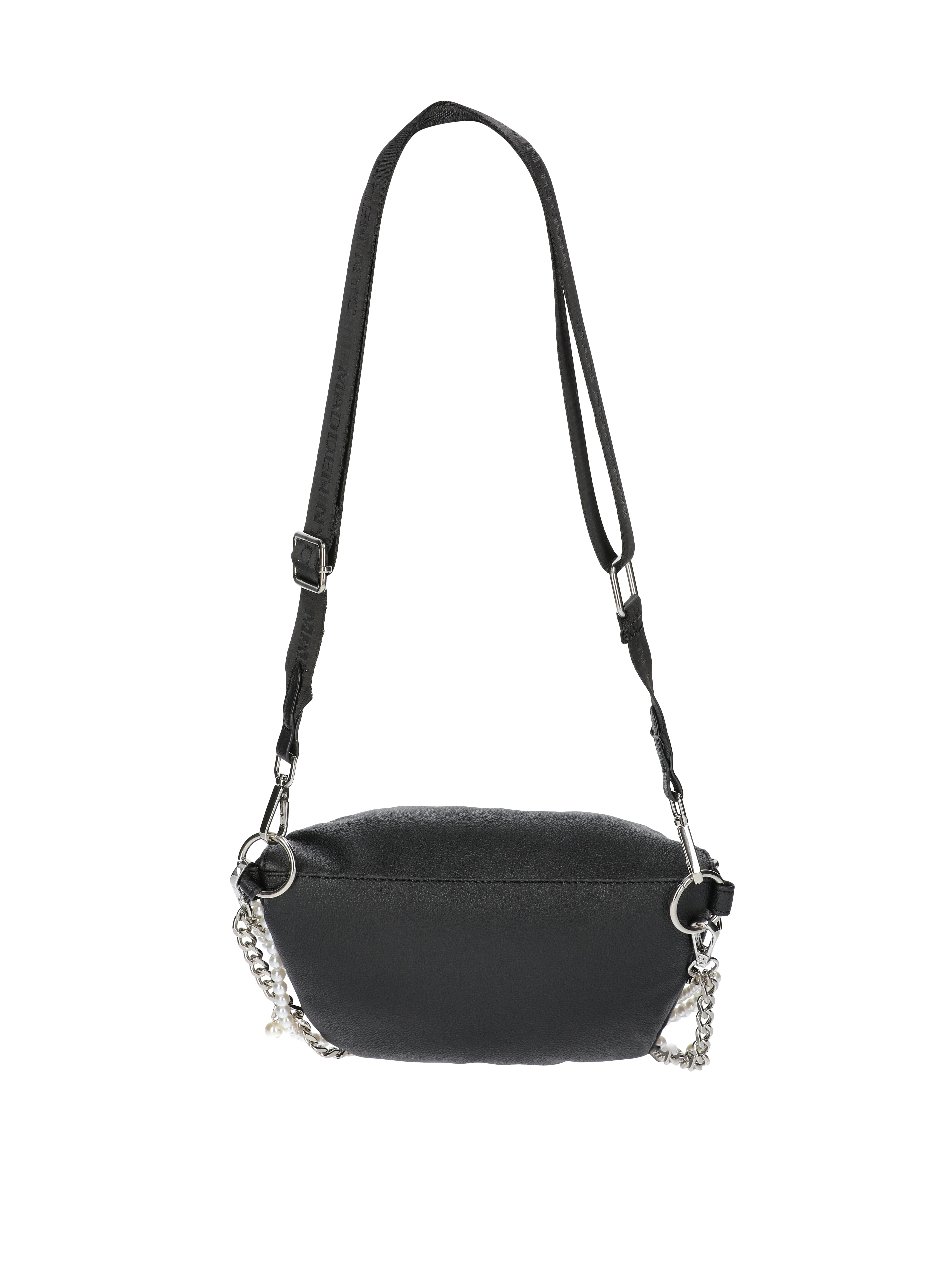 Madden NYC Women's Faux Pearl and Chain Fannypack, Black