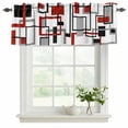 thumbnail image 2 of Red Black Grey Geometric Valances for Windows, Middle Century Modern Abstract Art Light Filtering Kitchen Curtains, Rod Pocket Window Valance Curtains for Living Room Bedroom, 42" W x 18" L, 2 Panels, 2 of 9