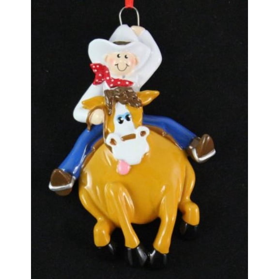 Cowboy Rider on Galloping Horse Western Christmas Ornament Tree Decoration