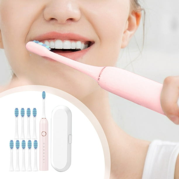 Cepillo de dientes eléctrico para adultos | 10 cabezales de cepillo de repuesto | 6 modos de limpieza | Limpieza profunda y eliminación de manchas | USB recargable | Resistente al agua IPX7 | Carga