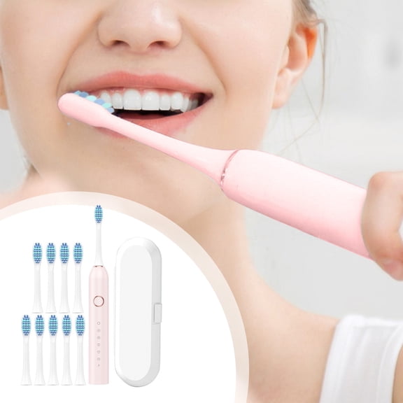 Matoen Electric Toothbrush Set, Comes with 10 Brush Heads & Travel Case, 6 Modes with 2 Minutes Built in Smart Timer, One Charge for 30 Days