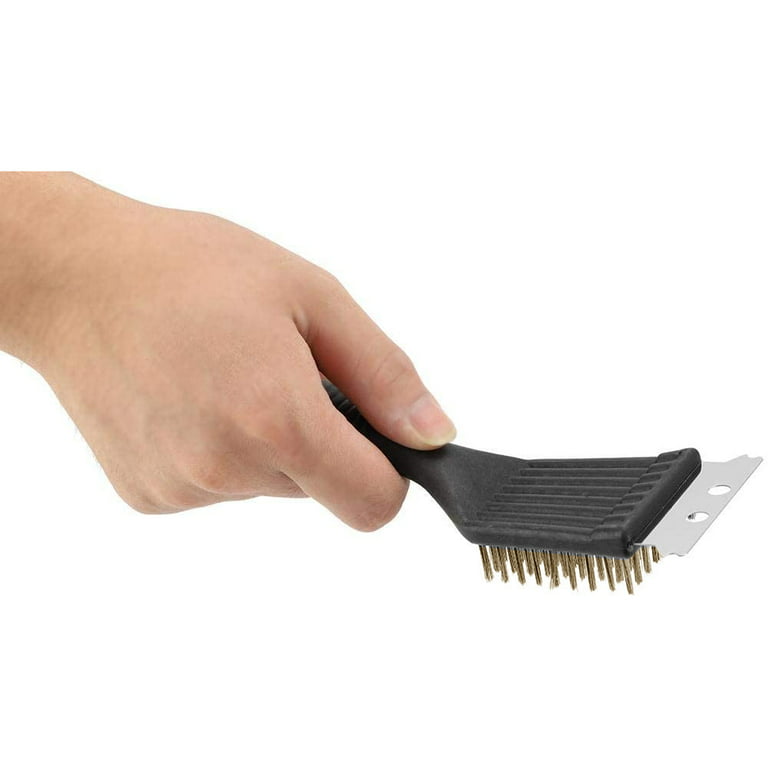 Barbeque BBQ Grill Brush Brass Bristles & Scraper Tool 12 Long Heavy Duty  for sale online