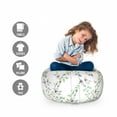 thumbnail image 2 of Floral Storage Toy Bag Chair, Illustration of Rosebuds on Twiggy Branches with Lobed Green Leaves, Stuffed Animal Organizer Washable Bag, Small Size, Purple Grey Blue Grey, by Ambesonne, 2 of 3
