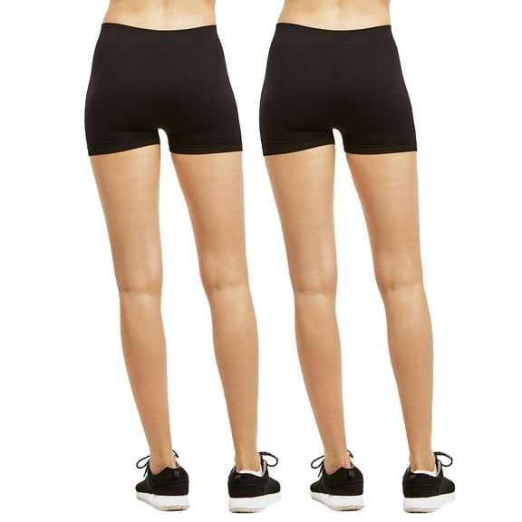 MOPAS Women's Ribbed Waistband 10" Hot Short Plain Leggings