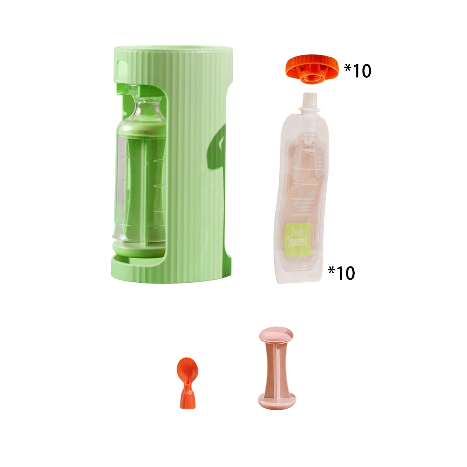 Baby Fruit Puree Maker With 118ml Storage Bags Grade Squeeze Feeder Manual Operate Easy Cleaning For Travel