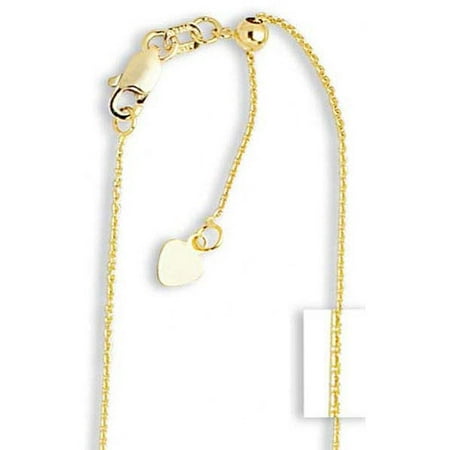 Jewelryweb 14k 0.9mm Adjustable Cable Chain Necklace