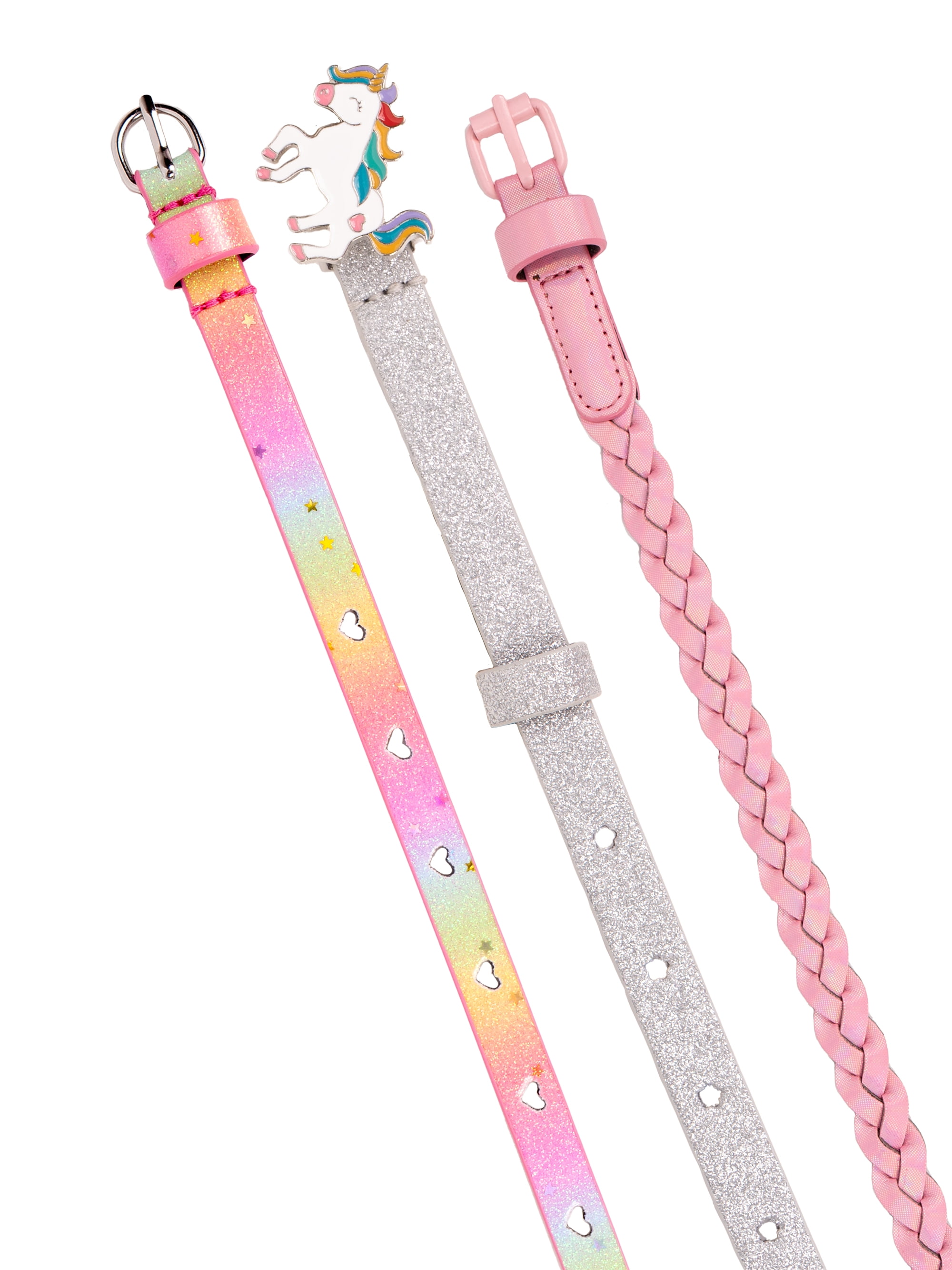 Wonder Nation Girls Fashion Belts, 3-Pack, XS/M