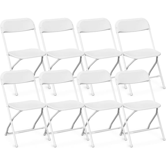 4 Pack Plastic Folding Chair, Portable Steel Frame Party Chairs Seating, Indoor/Outdoor Stackable Commercial Chair for Home, Office, Weddings & Events, 550lbs Weight Capacity, White