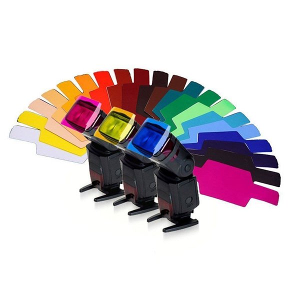 OUTAD 20PCS Colour Filter For Camera Top Flash Fittings Universal Flash Gels Lighting Filter For Camera Flash Light