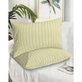 thumbnail image 2 of Yellow Striped Pillow Covers Standard Size 2 Pack, Modern Simple Farmhouse Beige Vintage Soft Bed Throw Pillowcases Breathable Cooling Long Lumbar Body Pillow Sham Cover for Bed Sofa 20''x26'', 2 of 7
