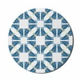 thumbnail image 1 of Blue and White Mouse Pad for Computers, Portuguese Pavement Design Azulejo Mosaic with Diagonal Square and Shapes, Round Non-Slip Thick Rubber Modern Mousepad, 8" Round, Blue White, by Ambesonne, 1 of 2