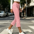 thumbnail image 3 of ShomPort Capri Pants for Women Fold over Low Waist Wide Leg Comfy Summer Lounge Capris Going Out Yoga Pants, 3 of 6