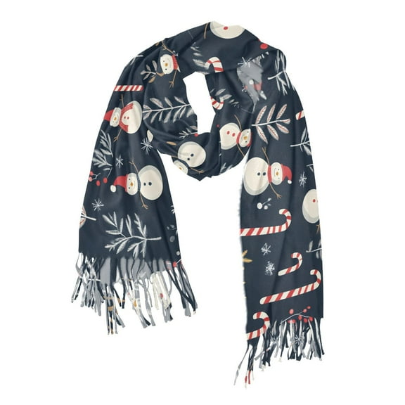 FORMRS Womens Scarf Winter Soft Long Big Warm Shawls Wrap Tassel Scarves, Jolly Snowman