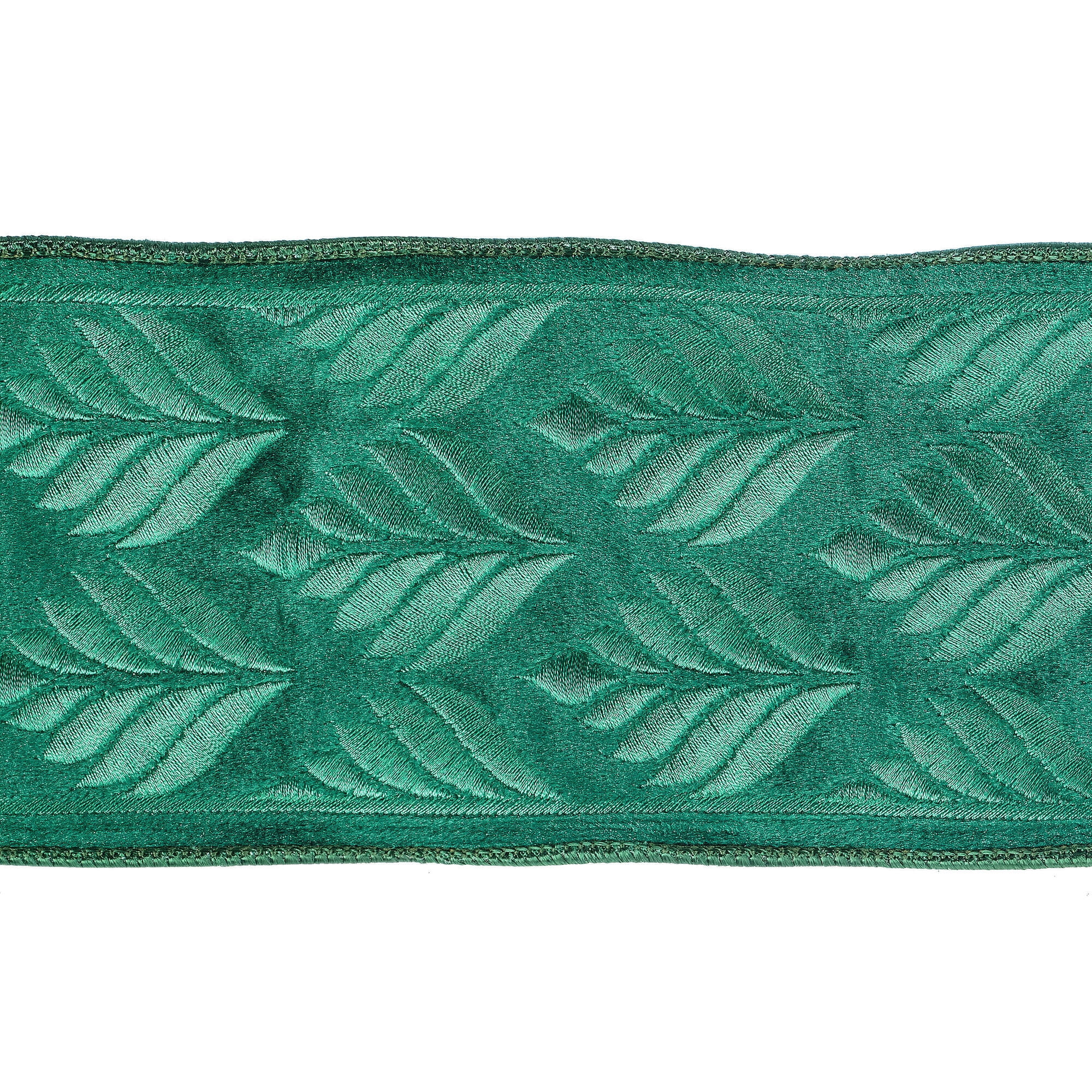 Vickerman 4" x 5 Yards Teal Green Embroidery Wired Edge Christmas Ribbon.