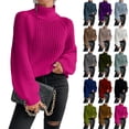 thumbnail image 5 of Long Sleeve Turtleneck Sweater Women Winter Pullover Polyester Knit Top Loose Fit Cable Weaving Comfortable Winterwear, 5 of 9