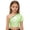 Green, variant on Girls One Shoulder Sequin Dance Top Metallic Sparkle Long Sleeve Crop T Shirt for Performance Stage Wear (Black, 3-4 Years)