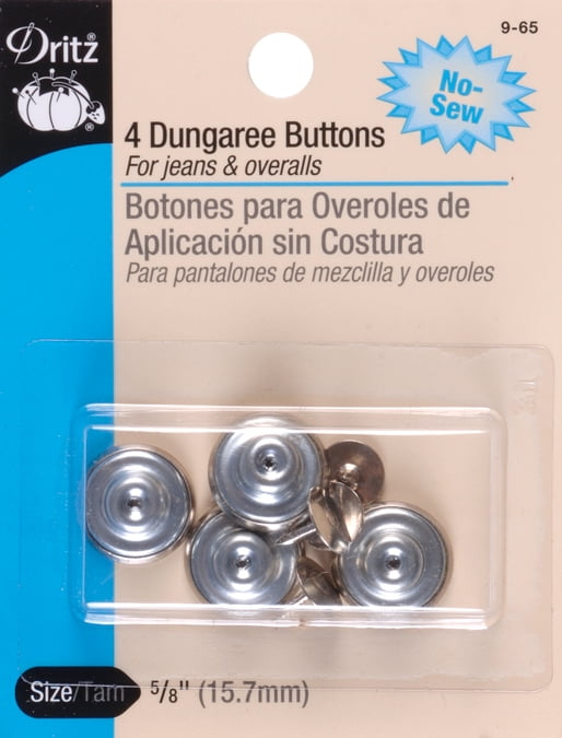 Dritz No-Sew Dungaree Buttons 5/8" 4/Pkg-Nickel - Walmart.com - Walmart.com