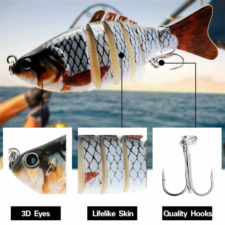 Fishing Lures for Bass Trout Segmented Multi Jointed Swimbaits for  Freshwater Saltwater 5 Pcs 