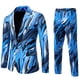 thumbnail image 2 of RKSTN Tuxedo Suits for Men 2PC Lapel Single Breasted Button Printed Dress Suit Sets Men's Turndown Regular Fits Floral Print Blazers and Pant 2 Piece Set Wedding Business Performance Prom Dress Set, 2 of 9