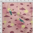 thumbnail image 4 of oneOone Rayon Medium Pink Fabric Tropical Toucan Bird With Clouds Sewing Craft Projects Fabric Prints By Yard 56 Inch Wide, 4 of 4