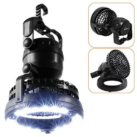 Wind Up Camping Lantern HAITRAL Portable 2-IN-1 Weather Resistance LED Tent Light and Camping Lantern With Fans, Patio Lights, Garage Lights, RV Lights And Party Lights (HT-SO01-02) ()