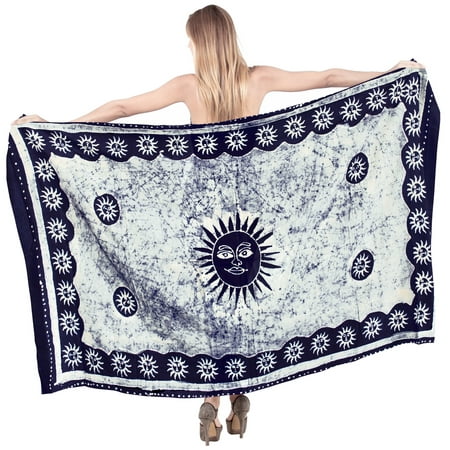 HAPPY BAY Women s Bikini Wraps Beach Wrap Swimwear Cover up Skirt Bathing suit Swimsuit Sarong Coverups for Women One Size Navy Blue_N939