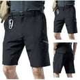 thumbnail image 2 of VSSSJ Men's Hiking Shorts Quick Dry Regular Fit Zipper Button Elastic Waist Knee Length Solid Color Shorts with Pockets Casual High Stretchy Short Pants Black XXL, 2 of 9