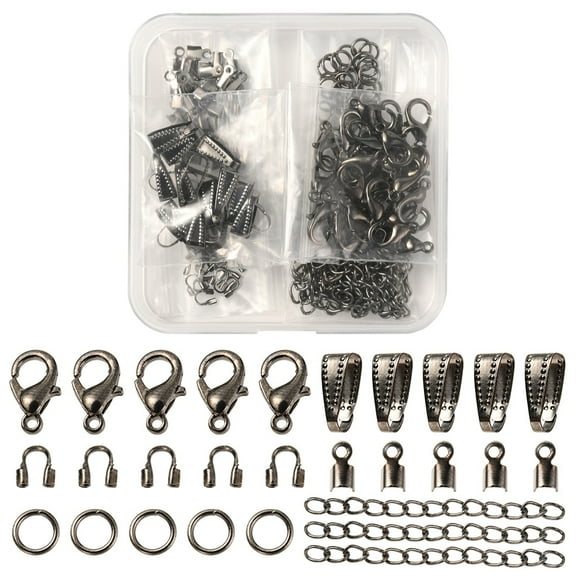 DIY Jewelry Making Finding Kit Including Zinc Alloy Lobster Claw Clasps Iron Jump Rings & Ends Chains & Crimp Ends Brass Snap on Bails & Wire Guardian