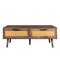 thumbnail image 3 of Lift Top Coffee Table with Natural Rattan Drawers,Mid Century 2-Tier Center Table with Hidden Compartment & Wooden Lift Tabletop,Modern Rectangular Wood Cocktail Table for Living Room,Office, 3 of 8