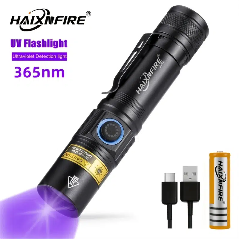Haixnfire SV12 5W Charging Flashlight 365nm Detector UV Flashy For Dog