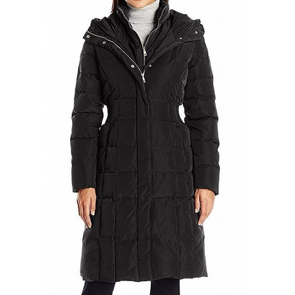 Womens Taffeta Quilted Hooded Parka Coat XL