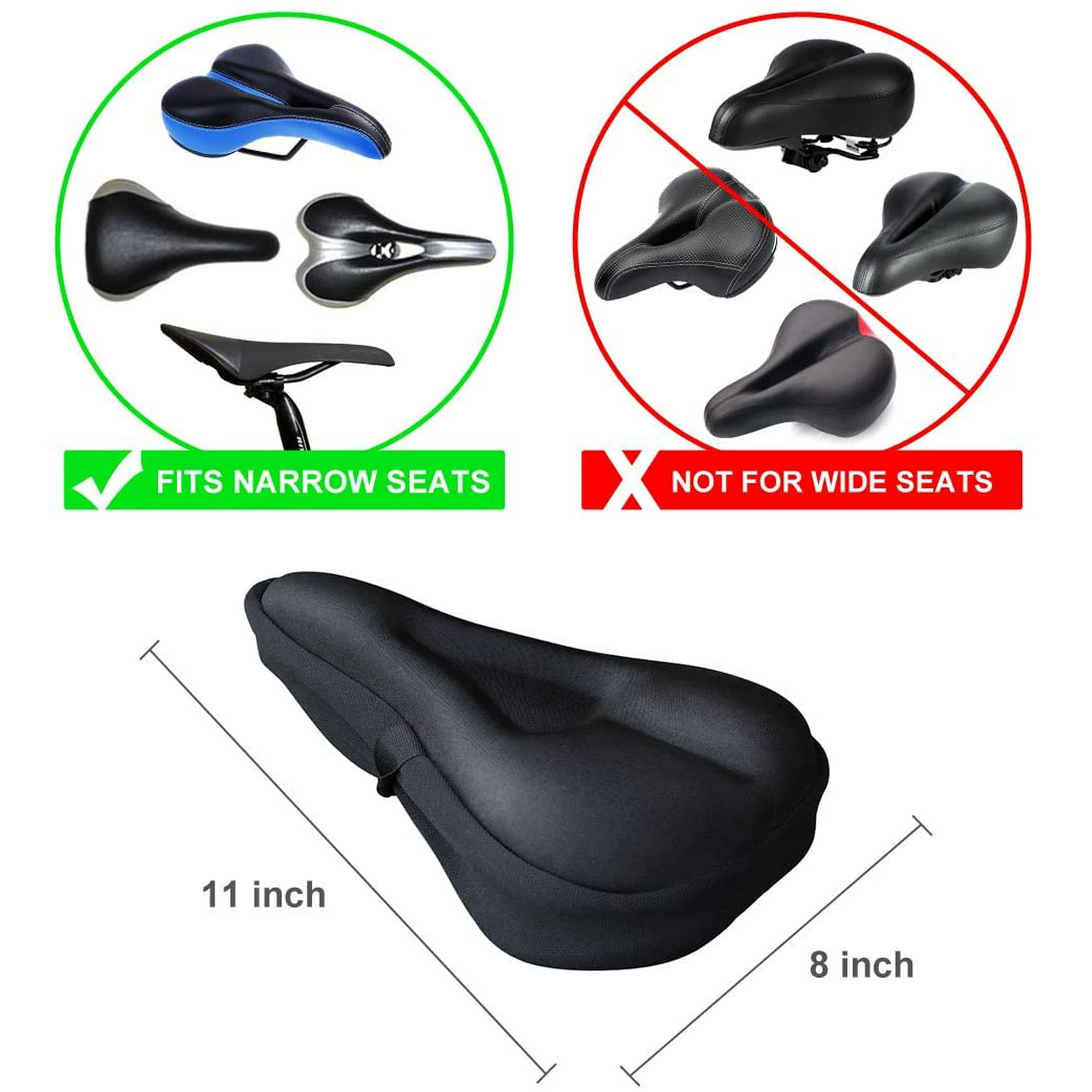 Lot de 2 coussins de selle de vélo, PU noir, siège arrière de