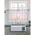 thumbnail image 2 of Colorful Plaid Tier Curtains 24 Inch Length,Sheer Curtains for Bedroom Living Room Window Modern Pink Blue Yellow Stripes Checked Small Half Window Kitchen Curtains & Drapes 27.5"x24" 2 Panels, 2 of 6