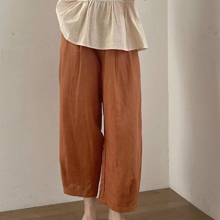 Casual Solid Pocket Frenulum Loose High Waist Wide Leg Solid Color Bottoms Casual Solid Pocket Frenulum Loose High Waist Wide Leg Solid Color Bottoms